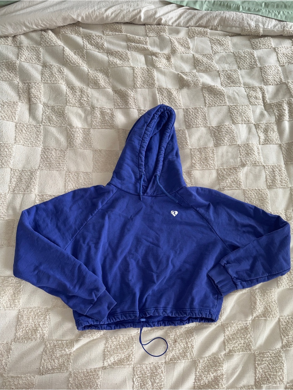 Cobalt Blue Women’s Best‎ Cropped Hoodie with Heart Logo size S